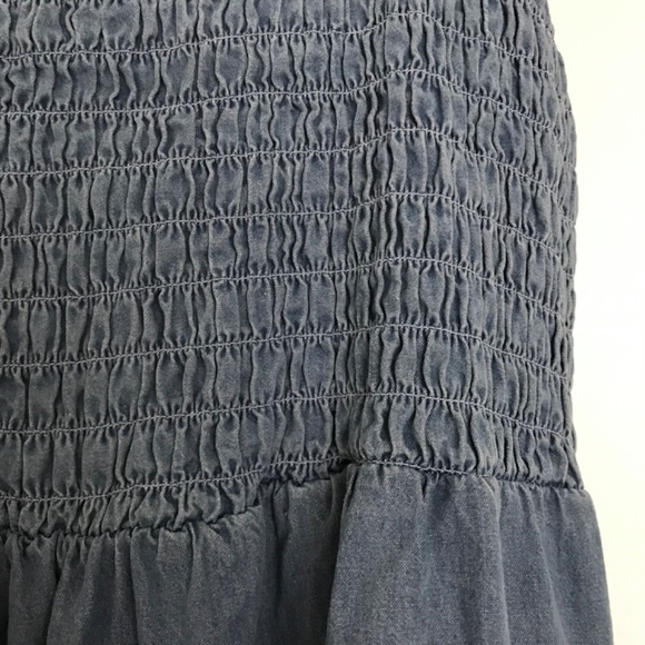 NWOT Bluenotes 100% Cotton Chambray Smocked Tiered Mini Dress XL With Pockets - Picture 10 of 14